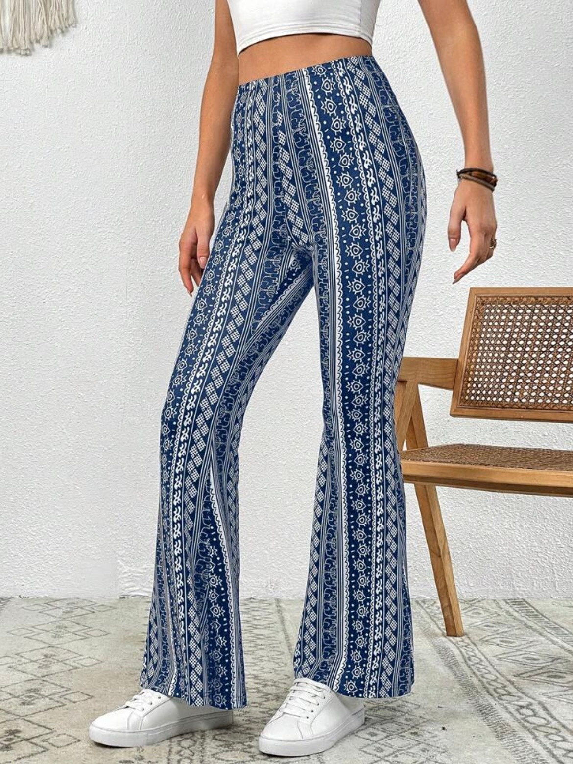Forbidden Pants with the blue design being showcased from the first angle.